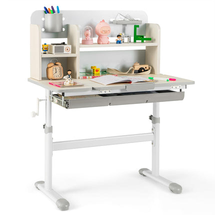 Costzon Kids Study Desk, Height Adjustable Children School Desk with Storage
