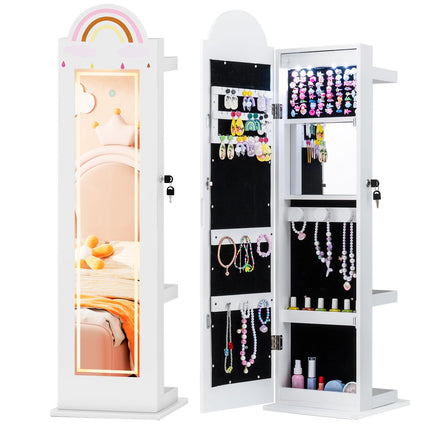 Costzon Kids Lockable Standing Jewelry Organizer