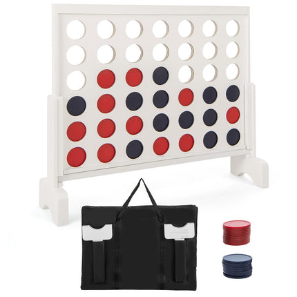 Costzon Giant 4-in-a-Row Game Set, Wooden Jumbo 4-to-Score Game with 42 PCS Chips & 600D Oxford Fabric Carrying Bag