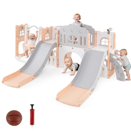 Costzon 10 in 1 Toddler Swing and Slide Set 2 Slides