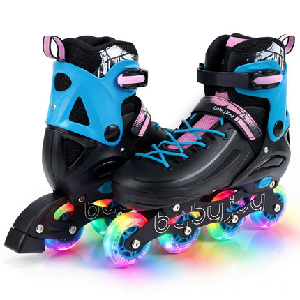 Inline Skates 4-Size Adjustable Light-up Wheels Fun Illuminating Roller Skates