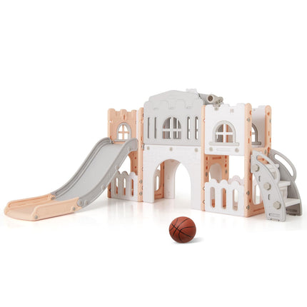 Costzon 8 in 1 Toddle Slide Playset Freestanding Kids Slide w/Tunnel