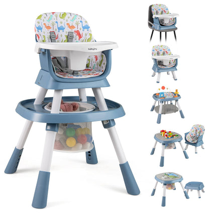 6 in 1 High Chair, Convertible Baby Highchair for Babies and Toddlers with Activity Center