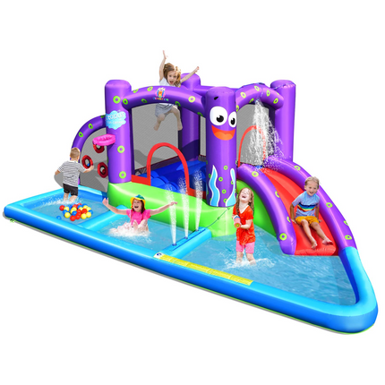 Costzon Inflatable Water Slide, 6 in 1 Kids Water Slide Jumping Bouncer Castle