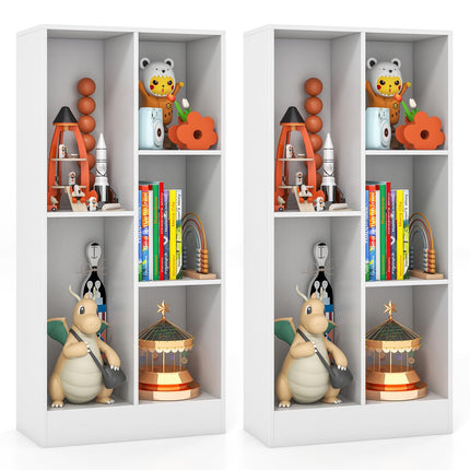 Costzon 5-Section Bookcase for Kids, 41” Tall Wooden Toy Storage Organizer for Books Toys