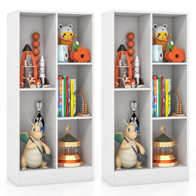 Costzon 5-Section Bookcase for Kids, 41” Tall Wooden Toy Storage Organizer for Books Toys