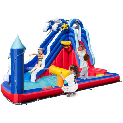 BOUNTECH Inflatable Water Slide, Dolphin Themed Kids Waterslide Park for Outdoor Fun