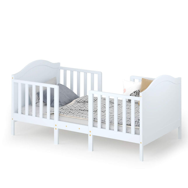Costzon 2 in 1 Convertible Toddler Bed, Classic Wood Kids Bed, Children Bed Frame Convert to Two Chairs/Sofa/Cribs