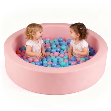 Costzon Round Foam Pool for Toddlers with 200 Ocean Balls and Soft Cushion