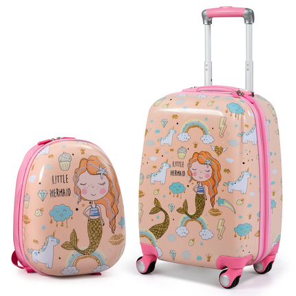 BABY JOY 2 PC Kids Carry On Luggage Set, 12" Backpack & 18" Toddler Suitcase