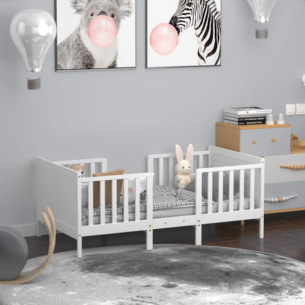 Costzon Toddler Bed Frame, 2 in 1 Convertible Wood Kids Bed w/Double Side Safety Guardrails