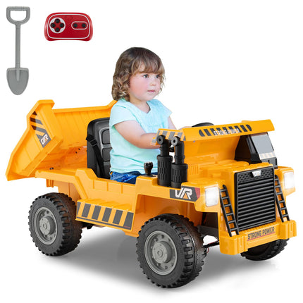 Costzon Kids Ride on Dump Truck, 12V Ride on Car w/Remote Control, Construction Vehicle for Kids