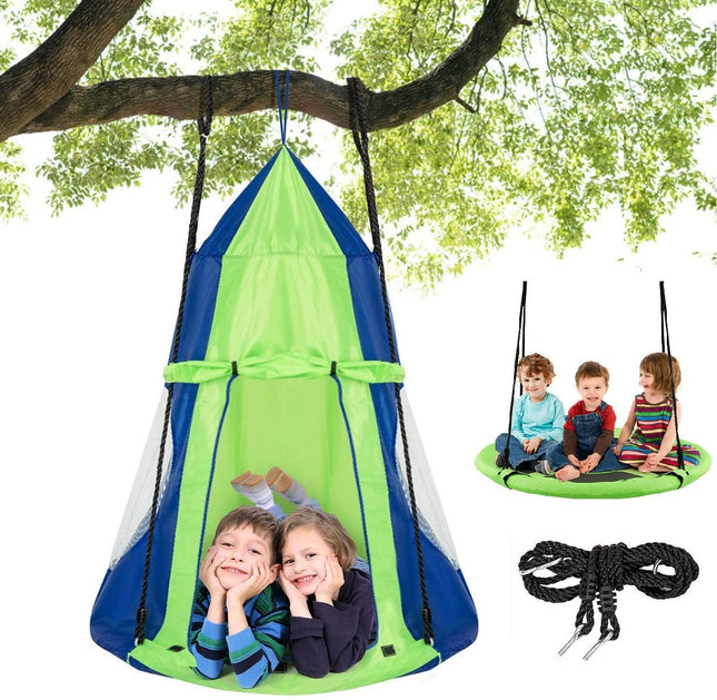Costzon 2 in 1 Kids Detachable Hanging Chair Swing Tent Set