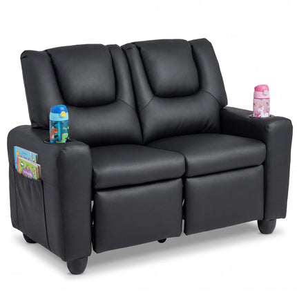 Costzon 2-Seater Kids Recliner 2 Cup Holders 2 Side Storage Pockets