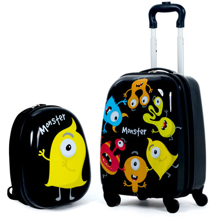 BABY JOY 2 PC Kids Luggage, 16" Toddlers Carry-on Suitcase & 12" Backpack Set