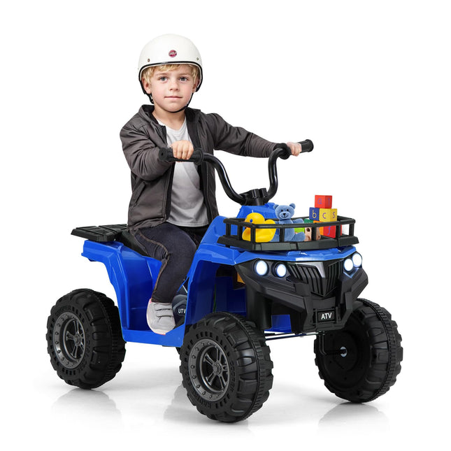 Costzon Kids ATV, 6V Battery Powered Electric Vehicle with One-Button Start, MP3, LED Headlights & Storage Basket