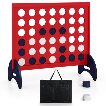 Costzon Giant 4-in-a-Row Game Set, Wooden Jumbo 4-to-Score Game w/ 42 PCS Chips & 600D Oxford Fabric Carrying Bag