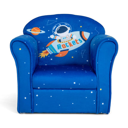 Costzon Kids Sofa, Children Armrest Chair with Pattern, Toddler Furniture with Sturdy Wood Construction for Boys & Girls