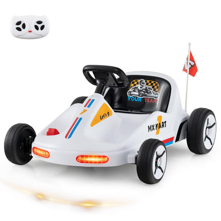 Costzon Kids Electric Go Kart, 12V 7AH Battery Powered Ride on Race Toy Car with Remote Control