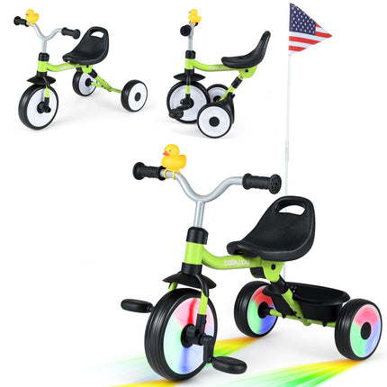 Costzon Toddler Bike Folding Kids Tricycle w/Glowing Wheels