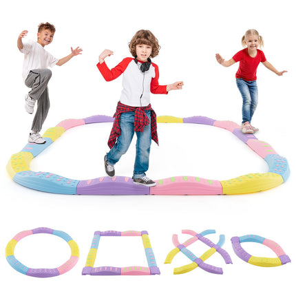 Costzon Wavy Balance Beam for Kids, 20-Piece Colour Toddler Stepping Stones