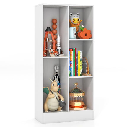 Costzon 5-Section Bookcase for Kids, 41” Tall Wooden Toy Storage Organizer for Books Toys