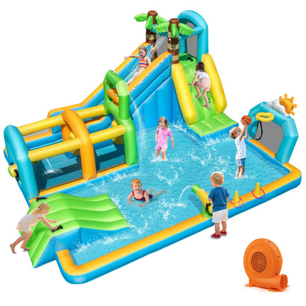 Costzon 9-in-1 Water Slide with Basketball Rim