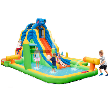BOUNTECH Inflatable Water Slide Park, Kids Waterslide for Outdoor with Splash Pool