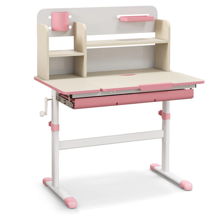 Costzon Kids Study Desk, Height Adjustable Children School Desk with Storage