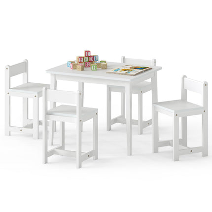 Costzon Kids Table and Chairs 5 Pieces Rubber Wood