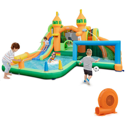BOUNTECH Inflatable Water Slide Park, 9 in 1 Mega Waterslide Bounce House for Outdoor w/Dual Slides