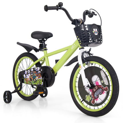 Costzon Kids Bike, 18 Inch Child Bike for 3-8 Years Old with Adjustable Height, Training Wheels