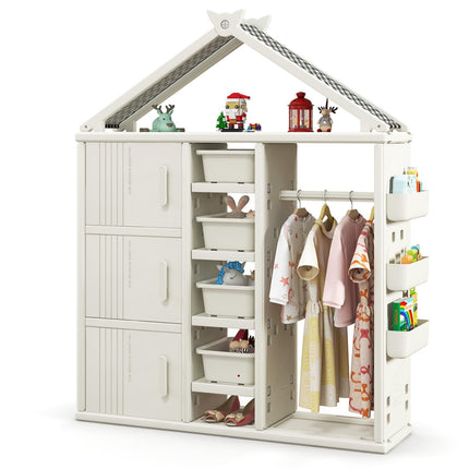 Costzon Kids Costume Storage Closet, Children Pretend Dresser Wardrobe