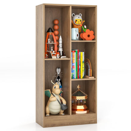 Costzon 5-Section Bookcase for Kids, 41” Tall Wooden Toy Storage Organizer for Books Toys