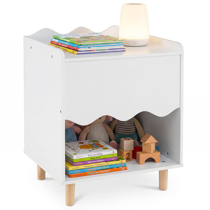 Costzon Nightstand Scalloped Children Wooden End Table