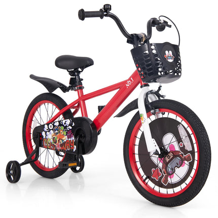 Costzon Kids Bike, 18 Inch Child Bike for 3-8 Years Old with Adjustable Height, Training Wheels