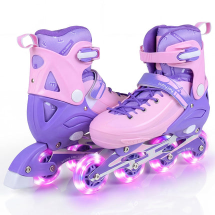 Inline Skates 4-Size Adjustable Light-up Wheels Fun Illuminating Roller Skates
