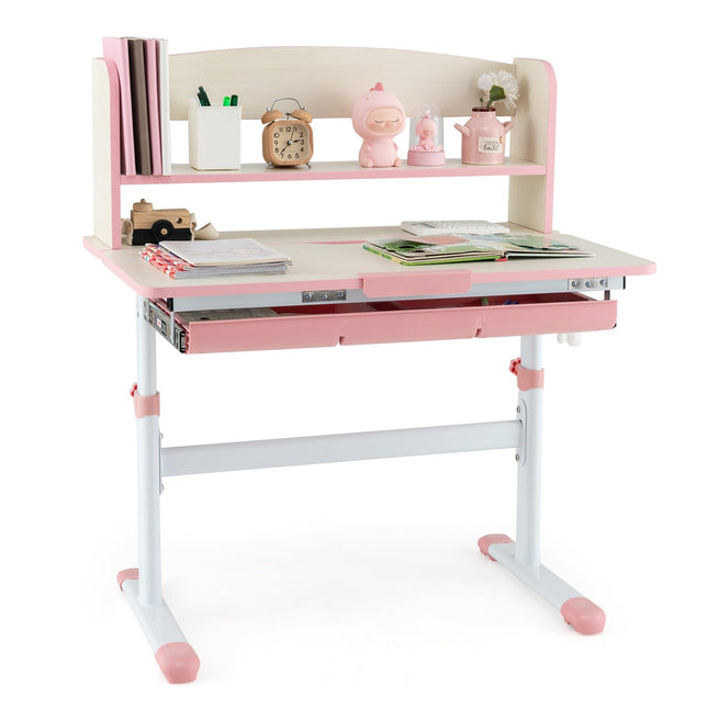 Costzon Kids Desk, Height Adjustable Children Study Desk with Tilt Desktop