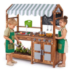 Costzon Wooden Kids Mud Kitchen with Canopy 2-Sided Chalkboard