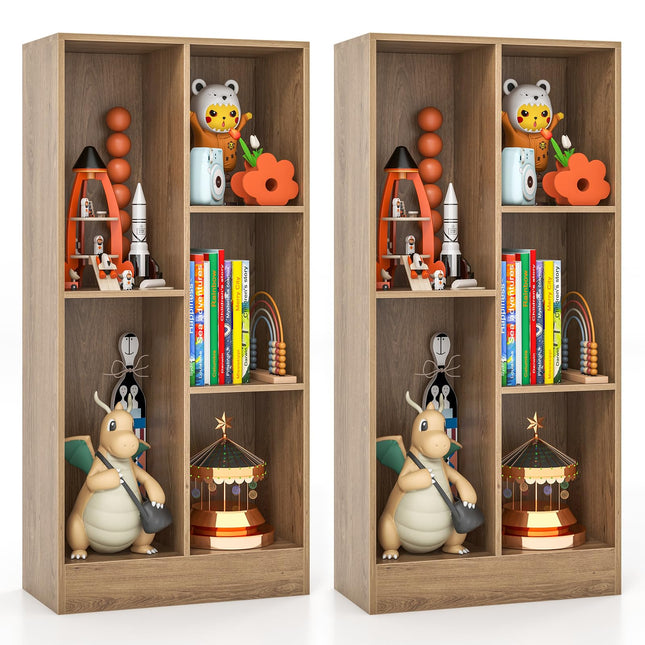Costzon 5-Section Bookcase for Kids, 41” Tall Wooden Toy Storage Organizer for Books Toys
