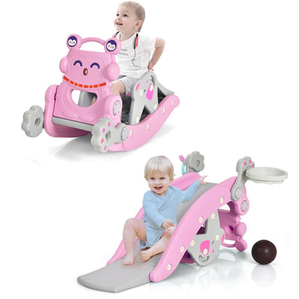 Costzon 5 in 1 Toddler Slide Rocking Toy, Slide for Kids with Detachable Stool
