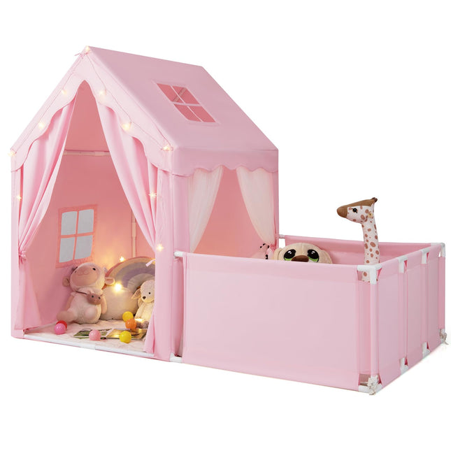 Indoor Large Toddler Pretend Playhouse w/Playpen Door Curtains Viewing Windows