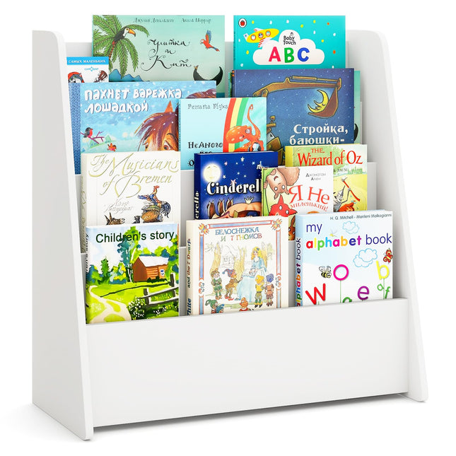 Costzon 4-Tier Kids Bookshelf, Front Facing Children Bookcase with Deep Compartments