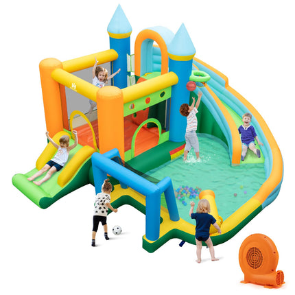 BOUNTECH Inflatable Water Slide, 9 in 1 Kids Water Park Bounce House Combo for Outdoor Fun w/Splash Pool