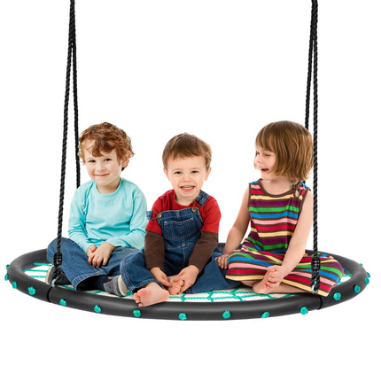 Costzon 40'' Spider Web Tree Swing Set, Kids Outdoor Round Net Swing Platform Rope Swing