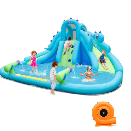 BOUNTECH Inflatable Water Slide, Dinosaur Kids Mega Waterslide Park for Outdoor w/Dual Slides for Racing Fun