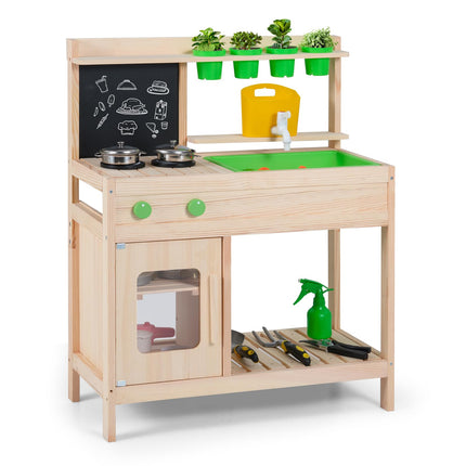 Costzon Mud Kitchen Wooden Toddler Pretend Cooking Playset