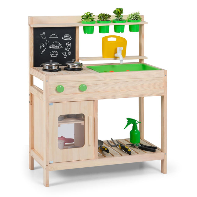 Costzon Mud Kitchen Wooden Toddler Pretend Cooking Playset