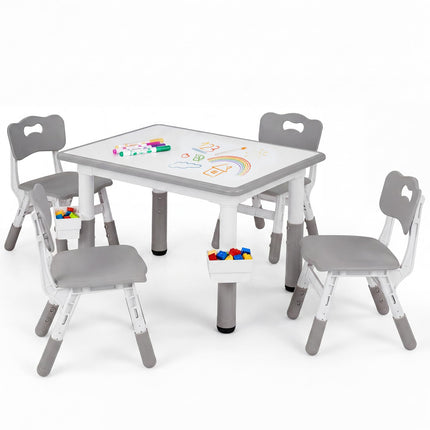 Costzon 5 PCS Height Adjustable Toddler Desk Set | Art & Craft Table Set