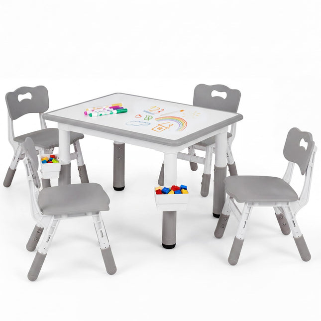 Costzon 5 PCS Height Adjustable Toddler Desk Set | Art & Craft Table Set